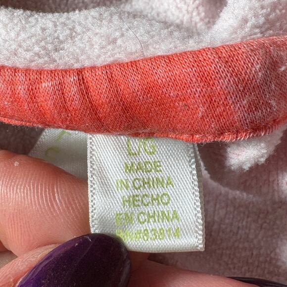 Green Tea Coral Pink Factory Distressed Dyed Super Soft Sweatshirt Size LG - Picture 5 of 7